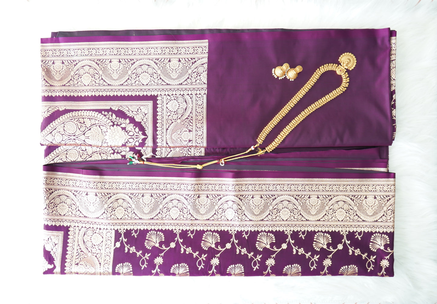 Royal Plum Banarasi Silk Saree with Antique Zari Weave