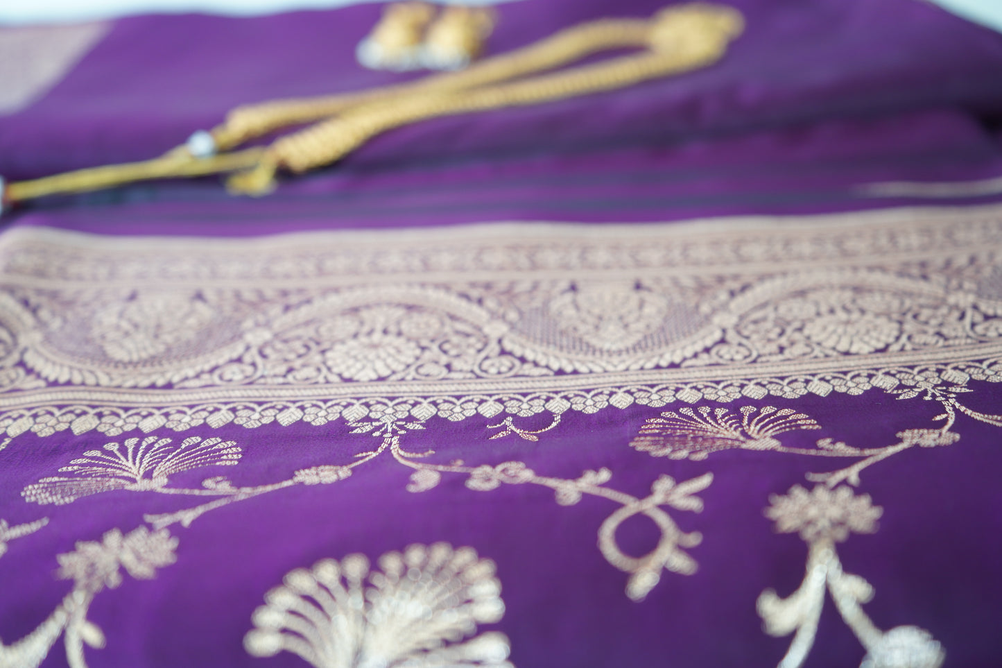 Royal Plum Banarasi Silk Saree with Antique Zari Weave