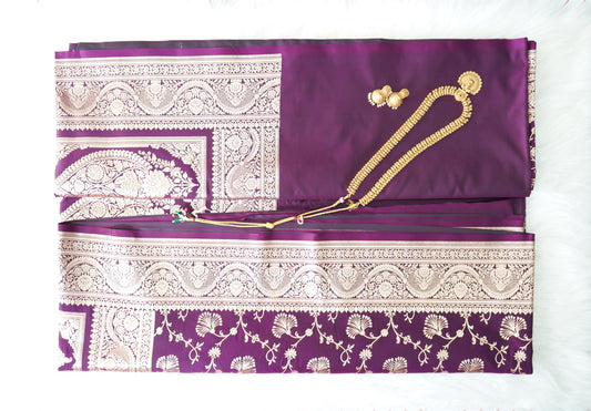 Royal Plum Banarasi Silk Saree with Antique Zari Weave